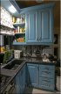 (436) Кухня Массив дуба, цвет "Голубой", рисунок "Галла"